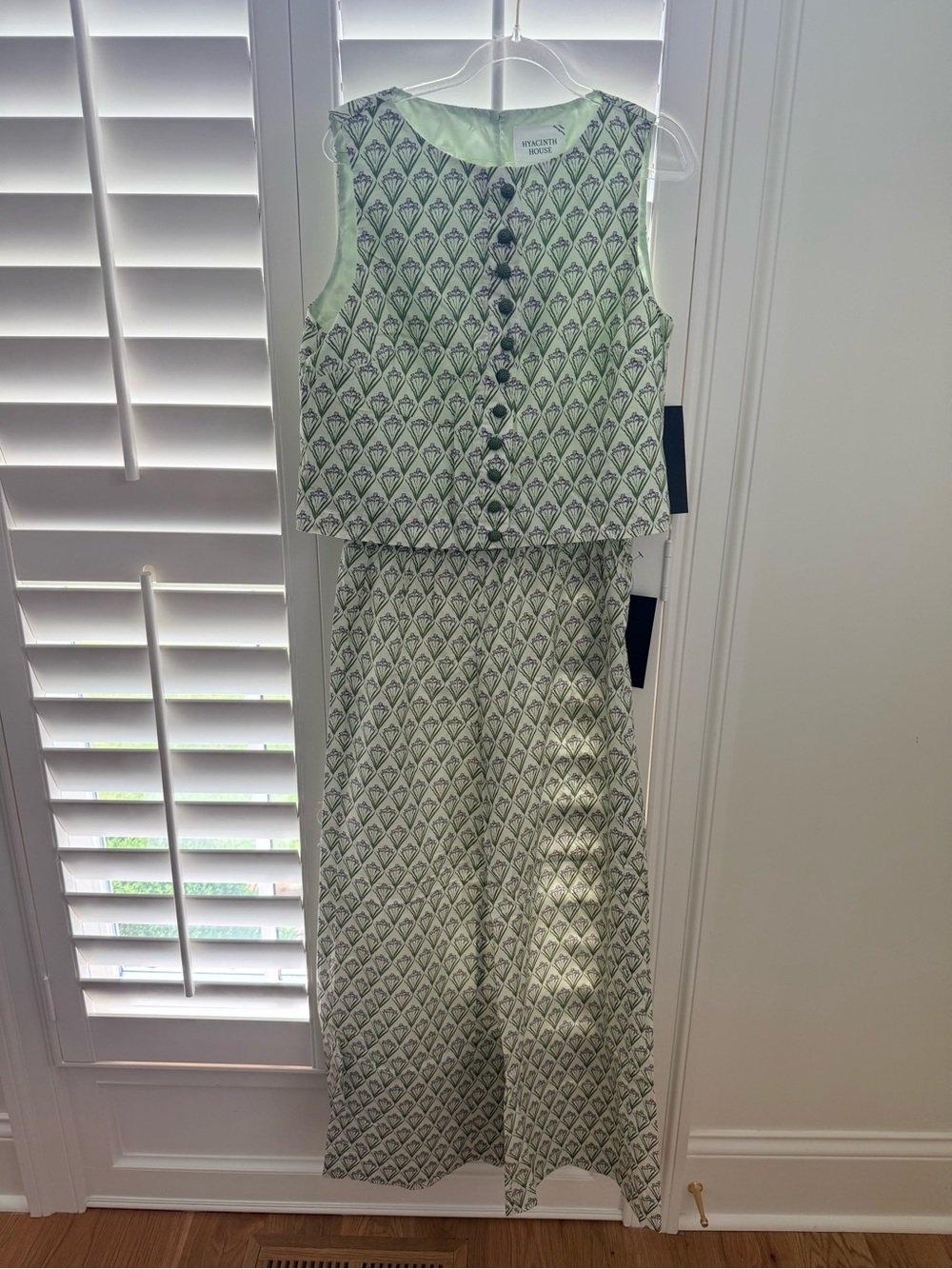 Sleeveless Light Green Printed Wide-Leg set - Picture 5 of 6